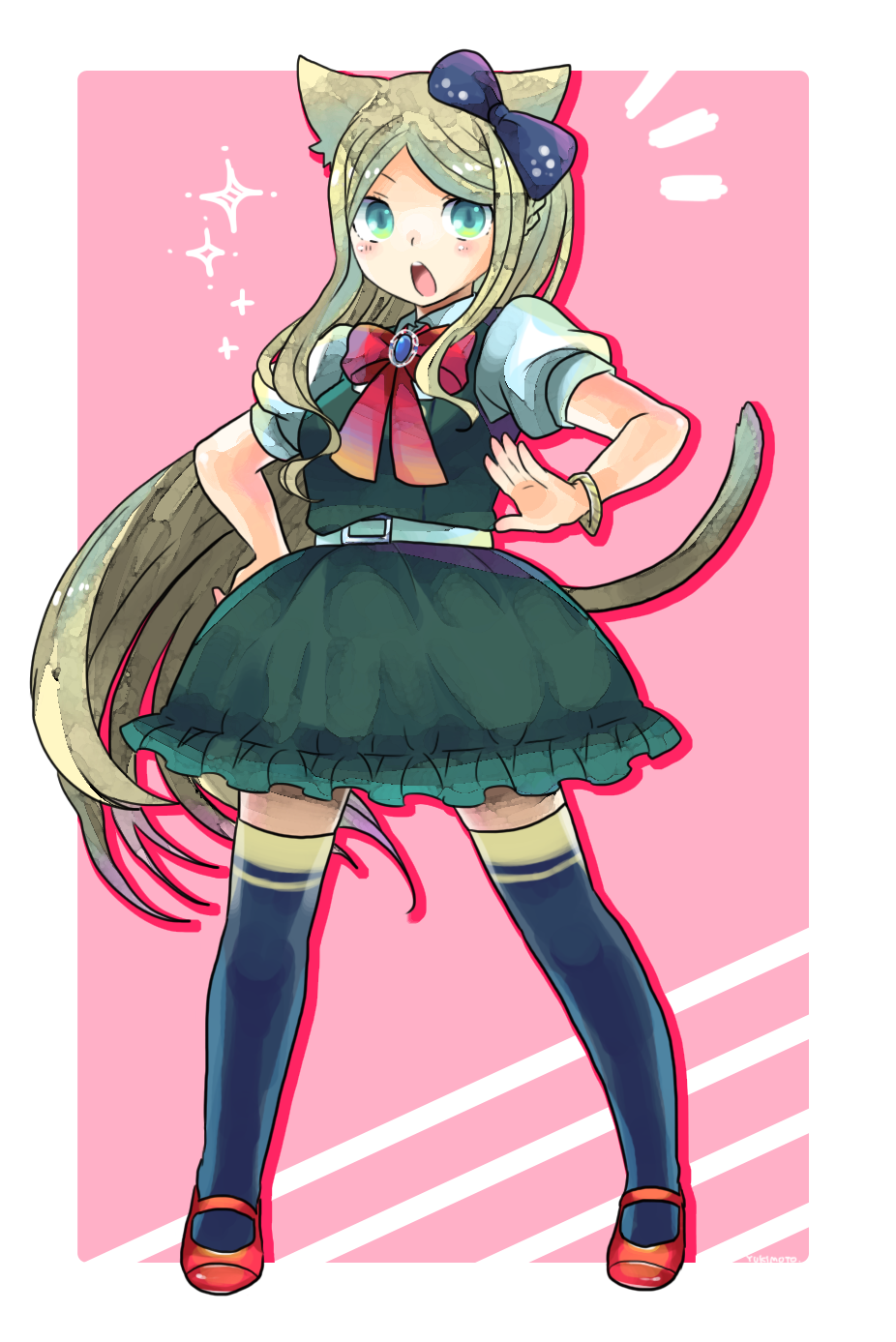 10s, 1girl, animal_ears, armband, bad_id, bad_pixiv_id, blonde_hair, blue_eyes