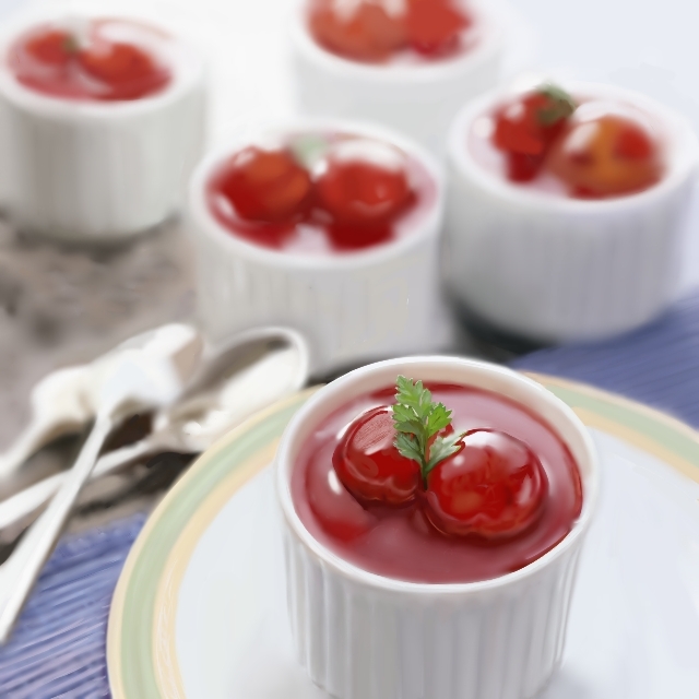 blurry, cherry, depth_of_field, derivative_work, dessert, food, food_focus, fruit