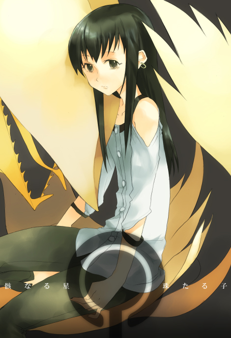 1boy, black_eyes, black_hair, earrings, jewelry, koga_norio, male_focus, narutaru