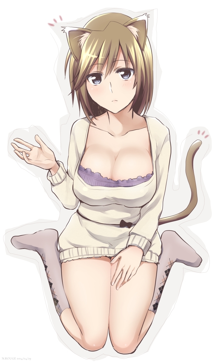 1girl, ^^^, animal_ears, artist_name, bad_id, bad_pixiv_id, blush, bow