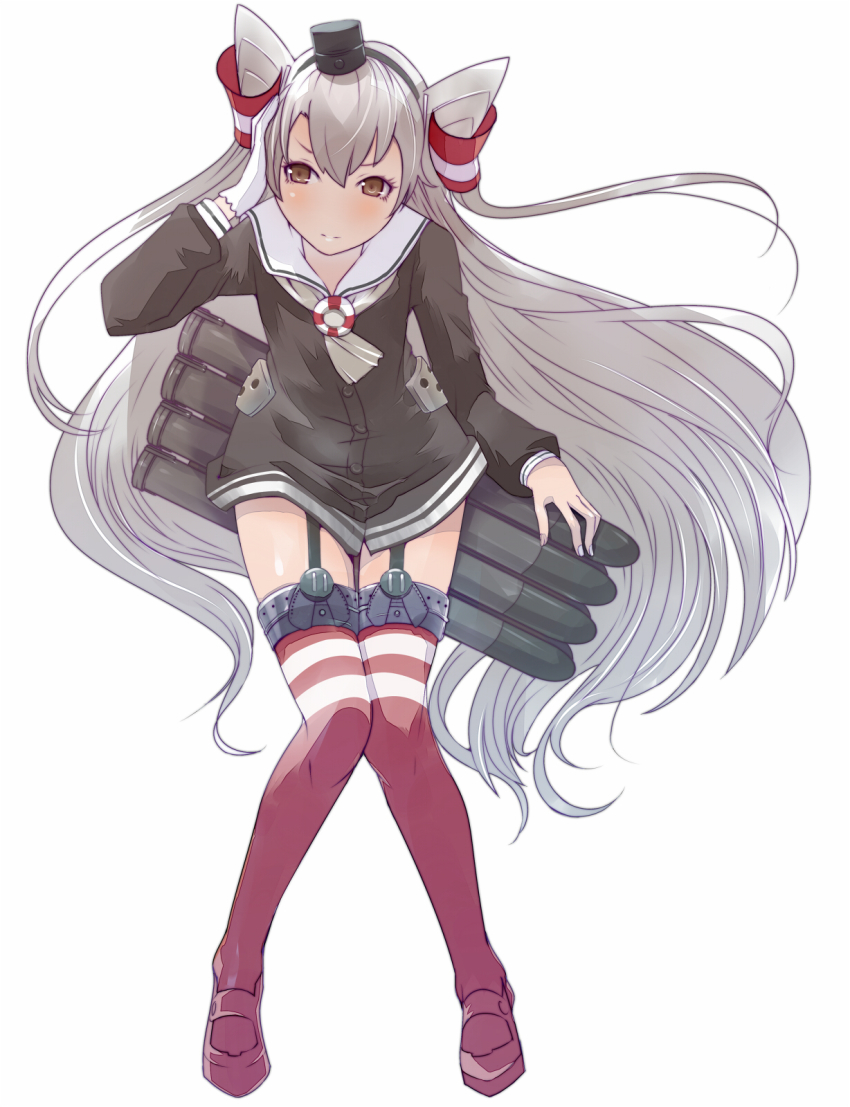 10s, 1girl, amatsukaze_(kancolle), brown_eyes, dress, female_focus, garter_straps, gloves