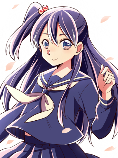 10s, 1girl, black_eyes, black_hair, black_serafuku, female_focus, haikan_kouji, hair_bobbles