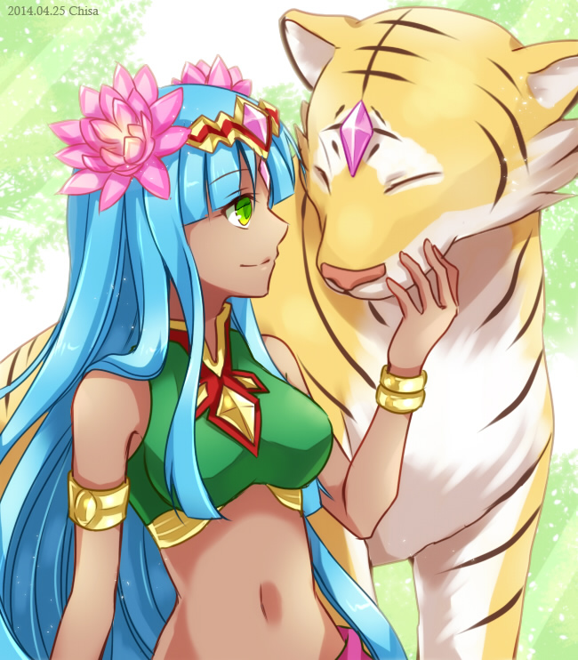 1girl, aqua_hair, bad_id, bad_pixiv_id, bare_shoulders, breasts, dark-skinned_female, dark_skin