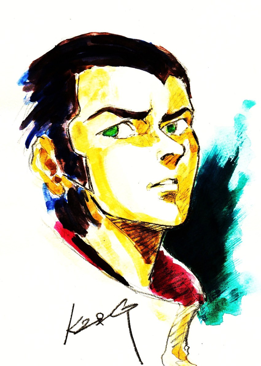 1boy, densetsu_kyojin_ideon, gije_zaral, highres, male_focus, no_pupils, solo, upper_body