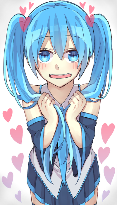 aqua_eyes, aqua_hair, bad_id, bad_pixiv_id, hatsune_miku, heart, long_hair, shiroko_(purinkirin)