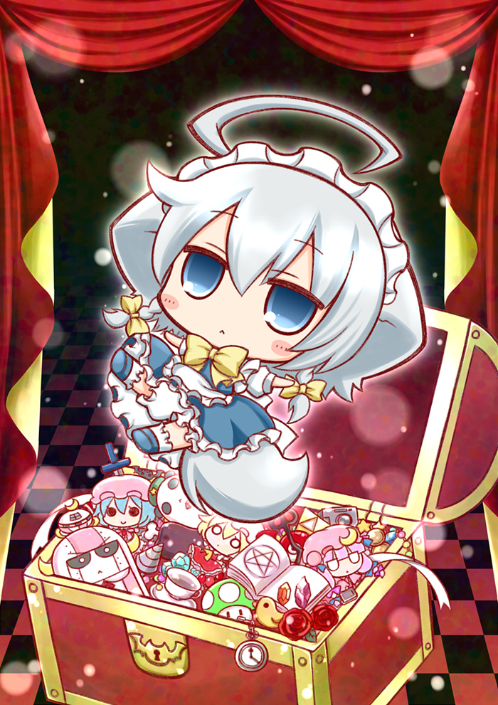 1-up_mushroom, 1girl, 1up, :<, ahoge, animal_ears, apron, blonde_hair