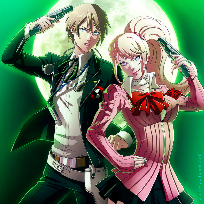 1boy, 1girl, blonde_hair, bow, breasts, brown_hair, cardigan, choker