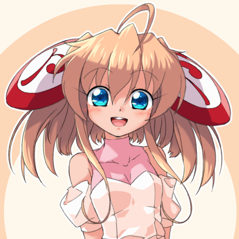 00s, 1girl, :d, ahoge, bare_shoulders, blue_eyes, blush, brown_hair