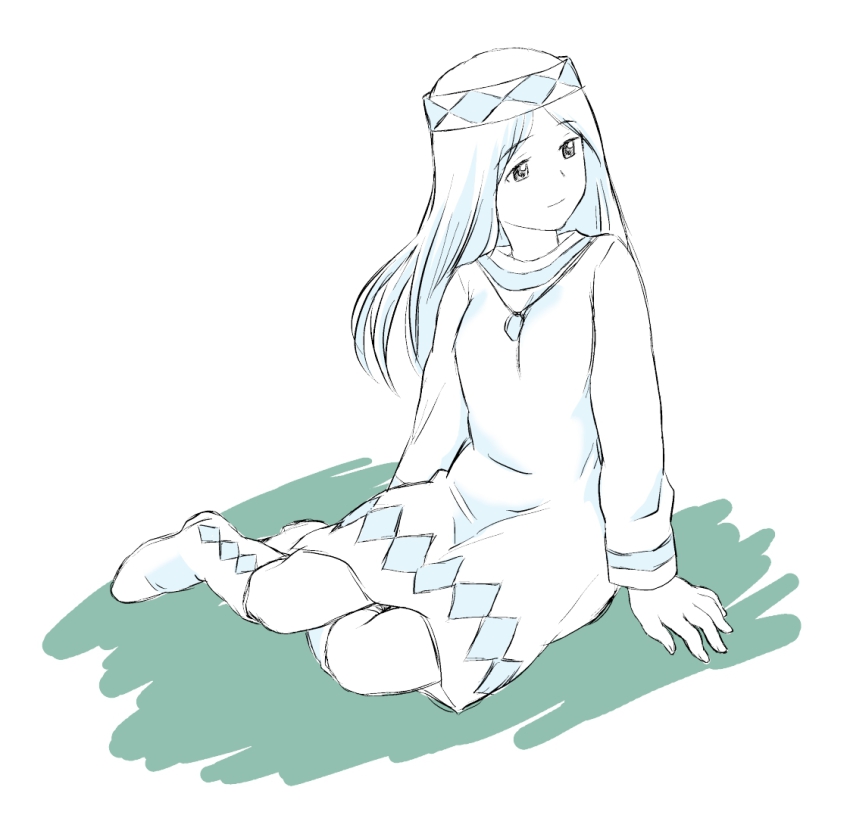 1girl, akinao_(atori), female_focus, headband, hilda_(horus_no_daibouken), jewelry, long_hair, pendant