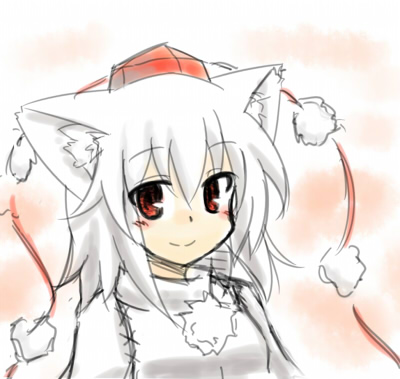 1girl, animal_ears, bad_id, bad_pixiv_id, blush, female_focus, hat, inubashiri_momiji