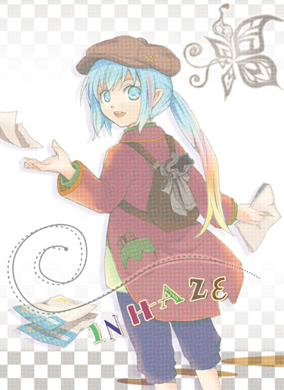 androgynous, bad_id, bad_pixiv_id, bag, blue_eyes, gender_request, hat, kazaki_(akllab)