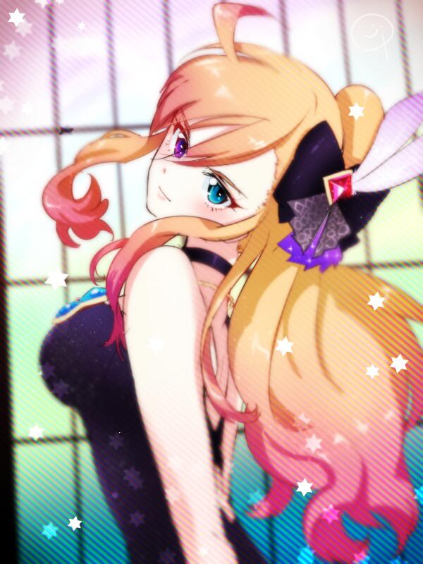 10s, 1girl, back, bateigata_jishaku, blue_eyes, choker, female_focus, hair_ornament