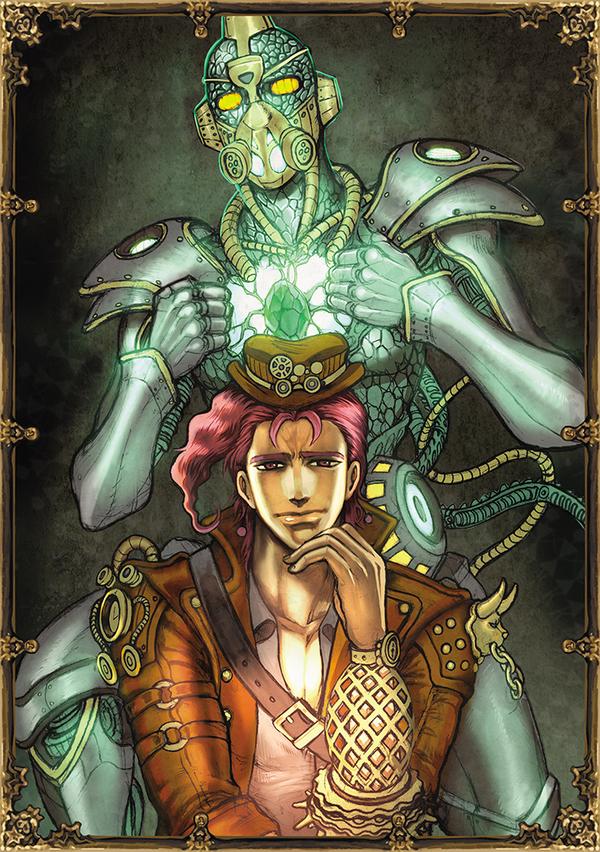 2boys, areyouhun_(sleeplazycat), bad_id, bad_pixiv_id, gakuran, hierophant_green, jojo_no_kimyou_na_bouken, kakyoin_noriaki