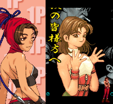 2girls, annie_hamilton, atlus, brown_eyes, brown_hair, comparison, game_sprite, gouketsuji_ichizoku