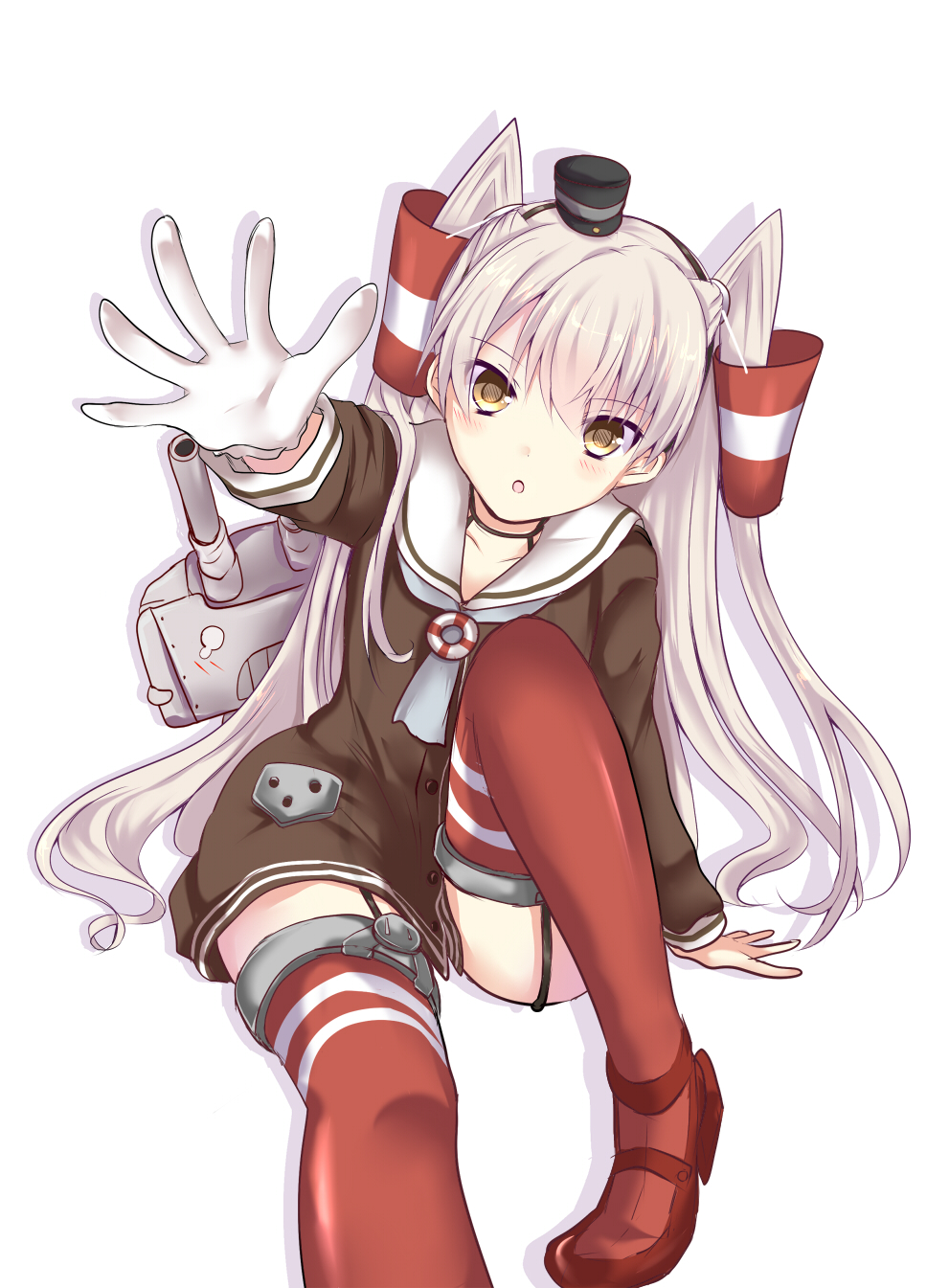 10s, 1girl, akausagi, amatsukaze_(kancolle), blonde_hair, dress, female_focus, foreshortening