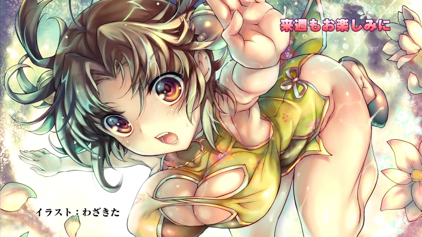 10s, 1girl, bell, breasts, china_dress, chinese_clothes, cleavage, dress