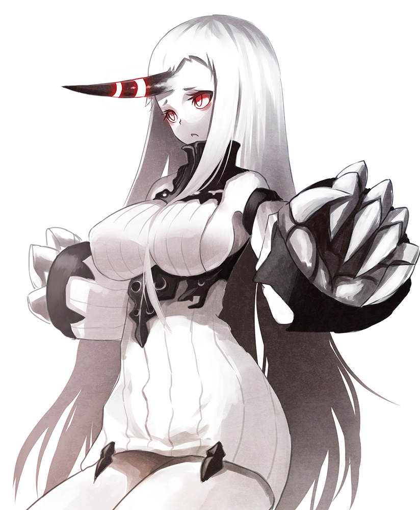 10s, 1girl, abyssal_ship, bad_id, bad_pixiv_id, breasts, catocala, claws