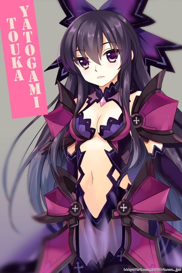 10s, 1girl, armor, bad_id, bad_pixiv_id, black_hair, breasts, character_name