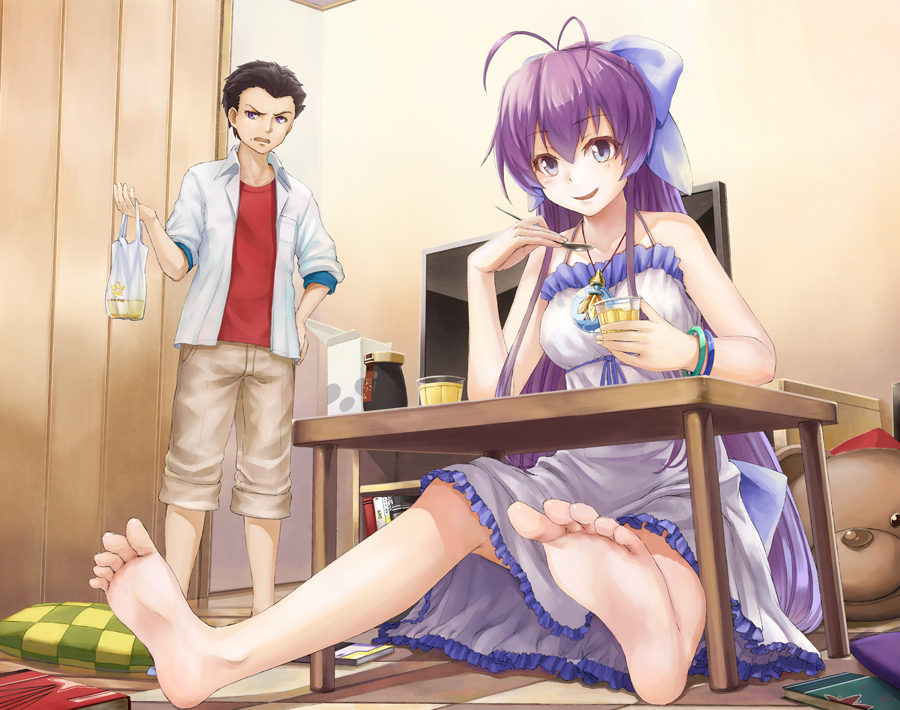 10s, 1boy, 1girl, annoyed, antenna_hair, bad_id, bad_perspective, bad_pixiv_id