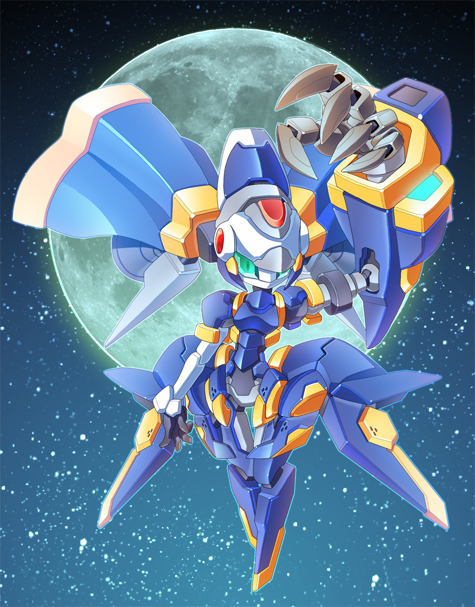 bad_id, bad_pixiv_id, character_request, claws, einhander, full_body, full_moon, highres, key-chang, mecha, mechanization, medarot, moon, natsume, night, no_humans, robot, sky, square_enix