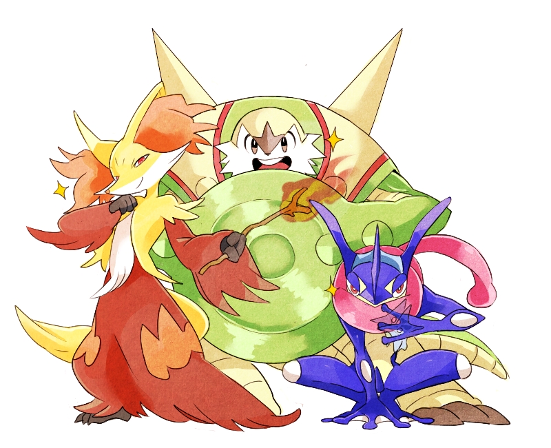 10s, ban_(ban62460424), chesnaught, delphox, gen_6_pokemon, greninja, image_sample, nintendo