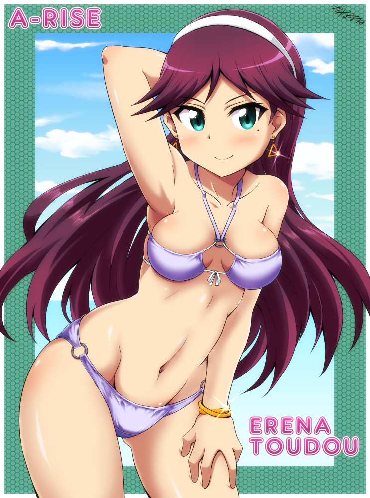 10s, 1girl, bad_anatomy, bikini, bracelet, breasts, character_name, cleavage