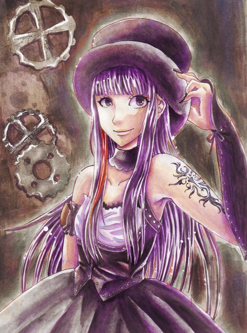 1girl, artist_request, astral_dogma_(yousei_teikoku), choker, dress, eyelashes, female_focus, fingernails