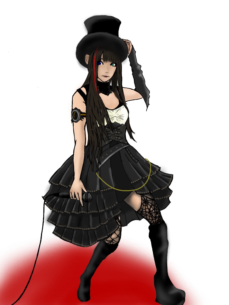 1girl, astral_dogma_(yousei_teikoku), black_hair, female_focus, gothic_lolita, hat, j-rock, lolita_fashion