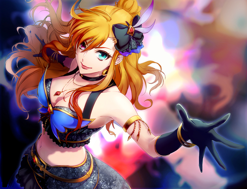 10s, 1girl, armband, blonde_hair, blue_eyes, bow, breasts, brooch