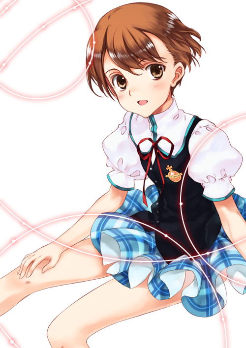 1girl, female_focus, mizuki_makoto, period, plaid_clothes, plaid_skirt, school_uniform, serafuku