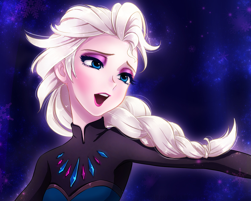 1girl, blonde_hair, blue_eyes, braid, disney, elsa_(frozen), female_focus, frozen_(disney), karato, lipstick, makeup