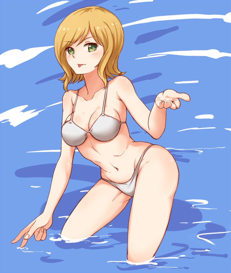 1girl, bikini, blonde_hair, green_eyes, ishitobi_kanna, leikangmin, saki_(manga), shinohayu_the_dawn_of_age