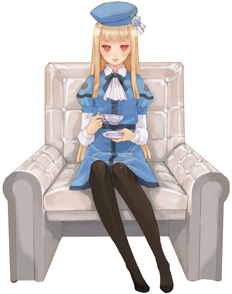 1girl, blonde_hair, cup, fate/apocrypha, fate/zero, fate_(series), female_focus, hat