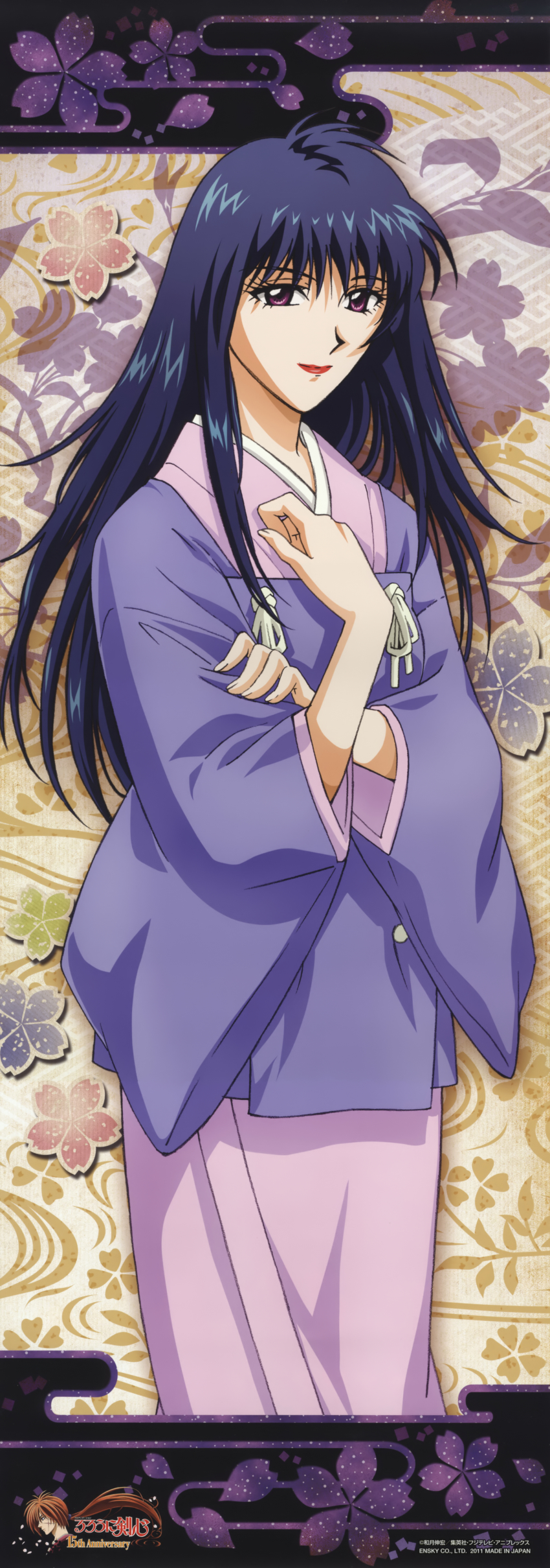 1girl, absurdres, highres, huge_filesize, japanese_clothes, long_image, rurouni_kenshin, smile