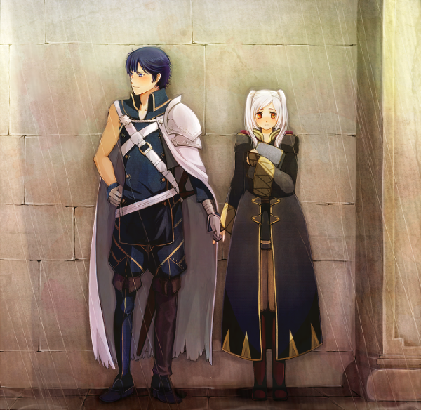 1boy, 1girl, blue_eyes, blue_hair, blush, book, boots, cape