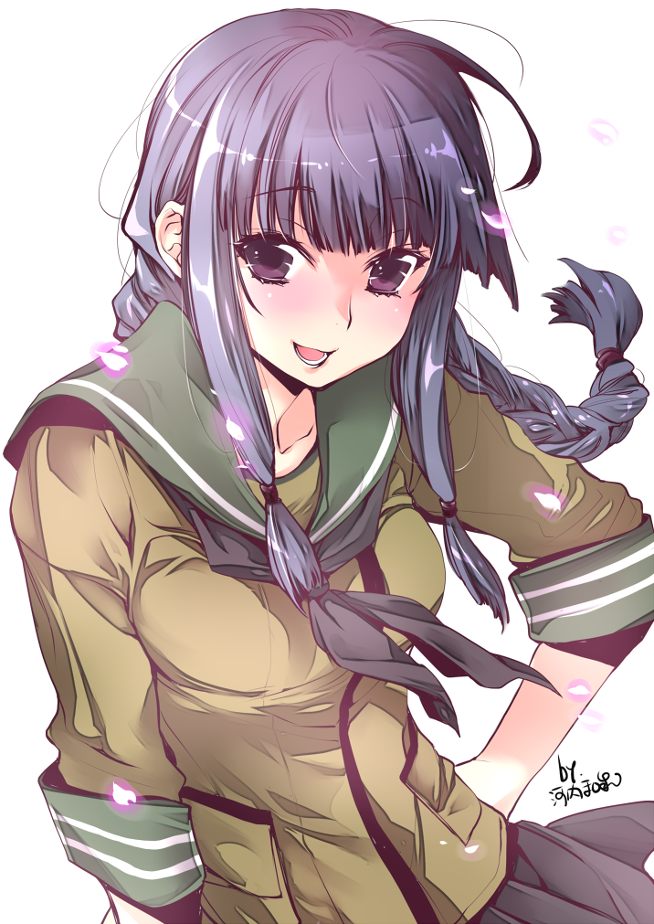 10s, 1girl, black_hair, braid, female_focus, kantai_collection, kawachi_izumi, kitakami_(kancolle)