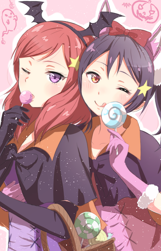 10s, 2girls, :q, ;q, animal_ears, bad_id, bad_pixiv_id, basket