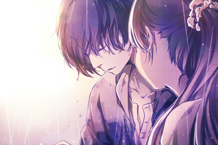 1boy, 1girl, closed_eyes, kou_(01310808), long_hair, monochrome, mozu_(tv_series), nakajima_ami