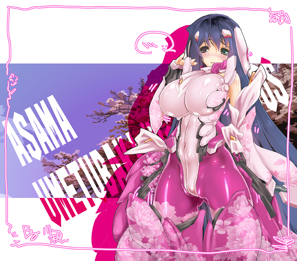 1girl, asama_tomo, bodysuit, breasts, detached_sleeves, female_focus, fingerless_gloves, gloves