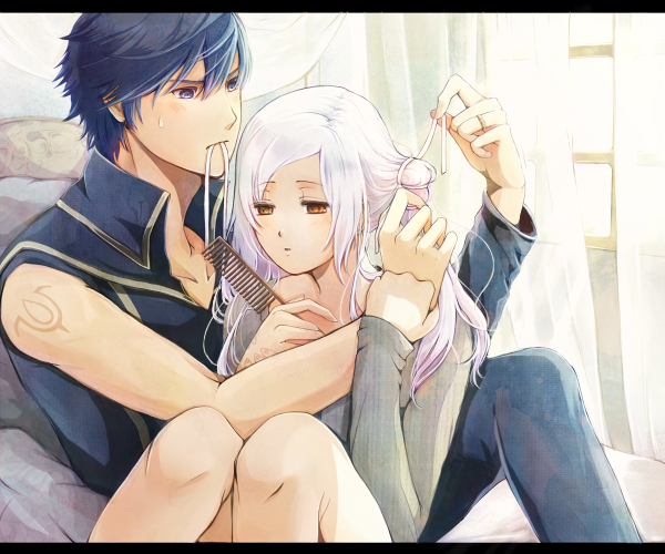 1boy, 1girl, blue_eyes, blue_hair, chrom_(fire_emblem), female_robin_(fire_emblem), fire_emblem, fire_emblem_awakening
