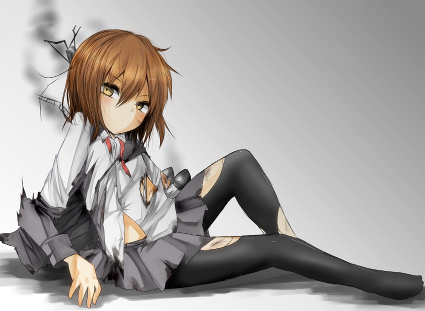 10s, 1girl, black_pantyhose, black_skirt, brown_eyes, brown_hair, expressionless, female_focus