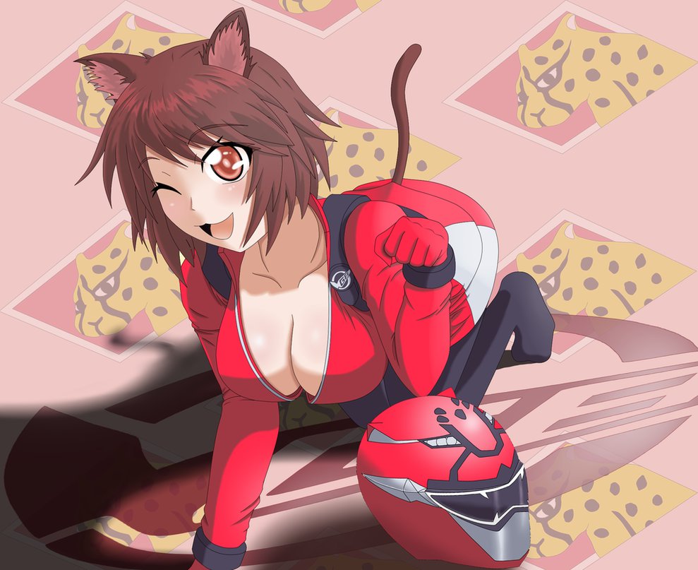 animal_ears, animification, baby_animal, breasts, cat, cat_ears, cat_tail, cheetah, gender_request, genderswap, kitten, red_buster, sakurada_hiromu, solo, super_sentai, tail, tokumei_sentai_go-busters