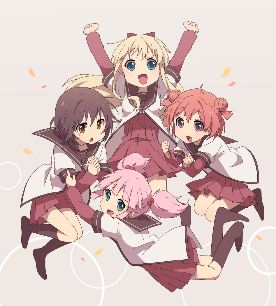 4girls, akaza_akari, arisa_(aren), bad_id, bad_pixiv_id, black_hair, blonde_hair, blue_eyes