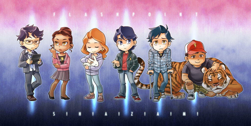 2girls, 4boys, baseball_cap, billy_batson, black_hair, blue_eyes, brother_and_sister, brown_eyes