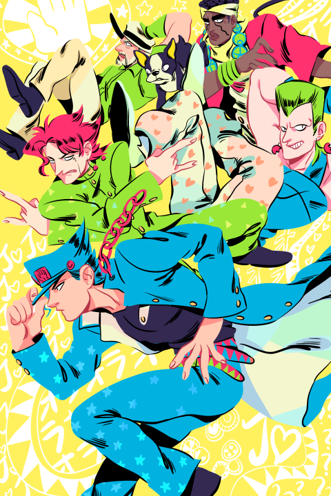 5boys, 6hours_(fancycars), beard, blue_hair, chain, dark-skinned_male, dark_skin, dog