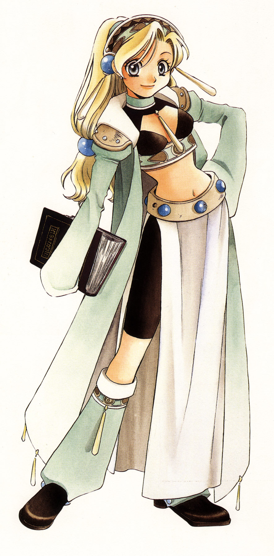 1990s_(style), 1girl, alchemist, alchemy, atelier_(series), atelier_marie, book, boots