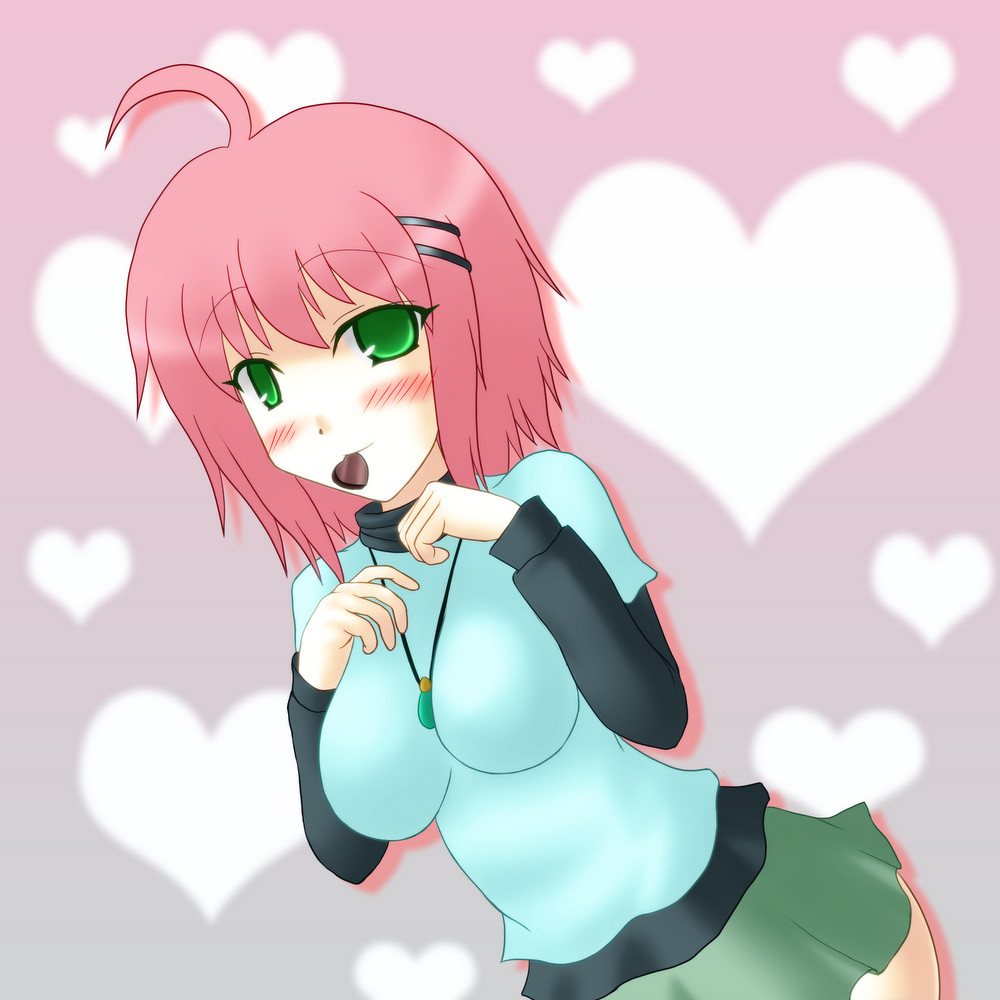 1girl, blush, breasts, candy, chocolate, chocolate_heart, female_focus, food