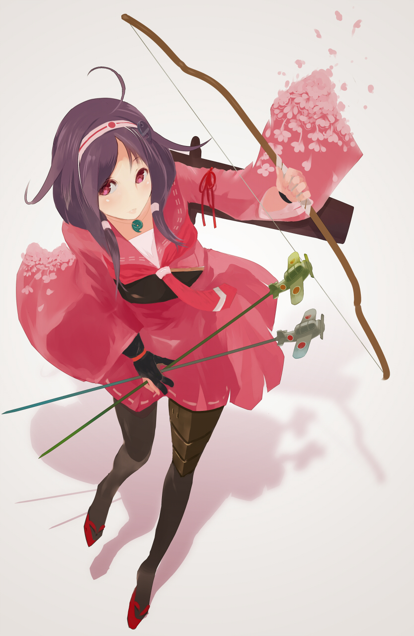 10s, 1girl, ahoge, arrow_(projectile), black_pantyhose, blush, bow_(weapon), camouflage