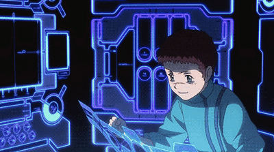 10s, 1980s_(style), 1girl, 2boys, alfred_izuruha, animated, animated_gif, bernard_wiseman
