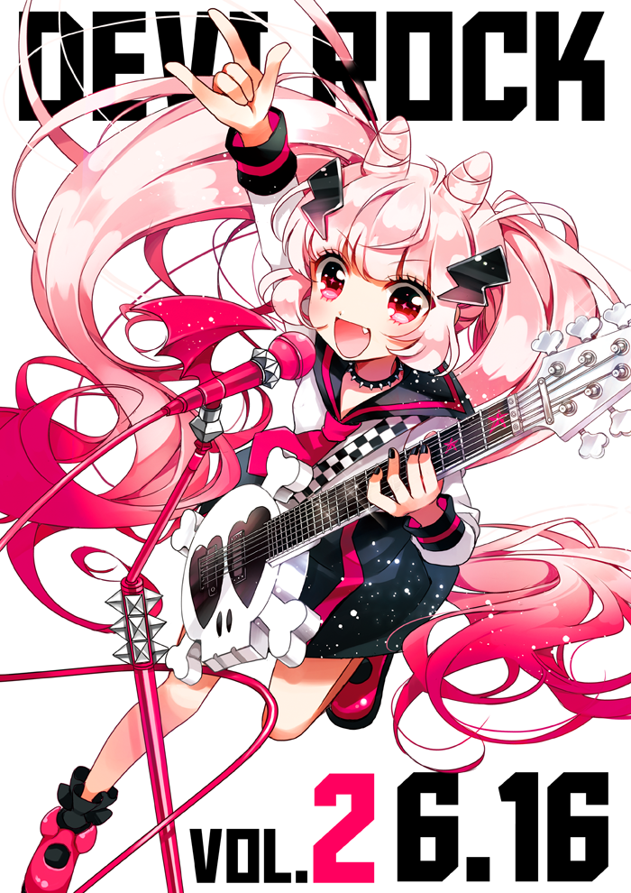 1girl, ayamo_(devi_rock), black_nails, blush, choker, collar, copyright_name, devi_rock